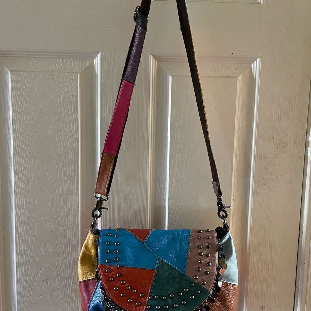 Ameri Leather Multi Color Patchwork Crossbody Bag… - image 7